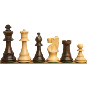 Improved French Lardy Chess Set – Chess Pieces Only – Walnut Stained boxwood – 3.9″ King