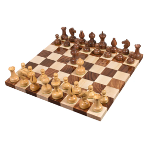 3.1″ Library Combo Chess Set – Staunton Chess Pieces + Board- Golden Rosewood