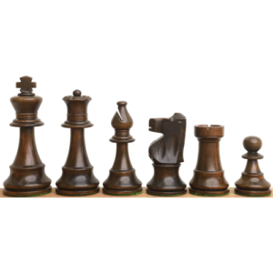 Improved French Lardy Chess Set – Chess Pieces Only – Walnut Stained boxwood – 3.9″ King