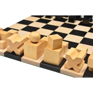 1923 Bauhaus Combo Chess Set – Ebonised Boxwood Chess Pieces + Ebony Chess Board