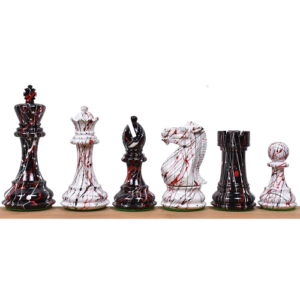 Combo of 4.1″ Texture Painted Staunton Boxwood Chess Pieces with Board and Box