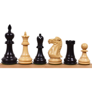 4.3″ Executive Staunton Chess Set – Chess Pieces Only- Weighted Ebonized Boxwood and Boxwood