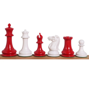 1849 Jacques Cook Staunton Collectors Chess Set – Chess Pieces Only -Red & White -3.75″