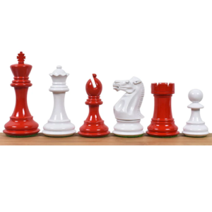 4.1″ Pro Staunton Weighted Red & White Painted Wooden Chess Set – Chess Pieces Only -4 queens