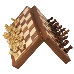 14″ Large Rosewood & Maple Wooden Inlaid Magnetic Chess Set Board for Travel