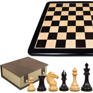 Combo of 3.9″ Exclusive Alban Staunton Chess Set – Pieces in Ebony Wood with Board and Box