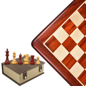 Combo of 3.9″ Professional Staunton Chess Set – Pieces in Bud Rosewood with Board and Box