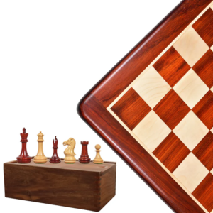 Combo of 4.1″ Chamfered Base Staunton Chess Set – Pieces in Bud Rosewood with Board and Box