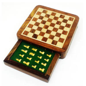 Magnetic Travel Chess set with Drawer 5″ Golden Rosewood Sheesham wood