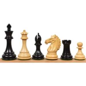 3.9″ Alban Knight Staunton Chess Pieces Only- Made of Ebonized Boxwood and Boxwood- Weighted and Hand-Polished