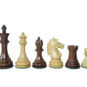 3.9″ Alban Knight Staunton Chess Pieces Only- Made of Golden Rosewood and Boxwood- Weighted and Hand-Polished